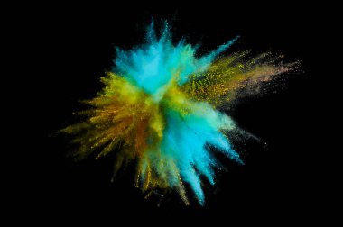 Renkli toz patlaması. Arka planda soyut çekim tozu. Albay