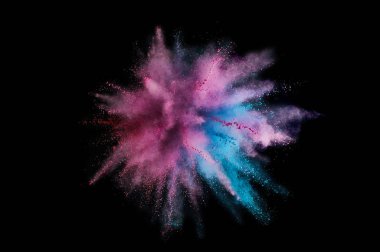 Renkli toz patlaması. Arka planda soyut çekim tozu. Albay