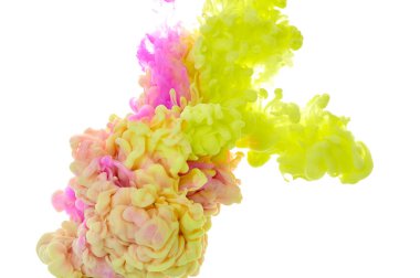 Suda mürekkep. Splash boya karıştırma. Çok renkli sıvı boya. Abst