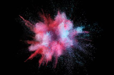 Renkli toz patlaması. Arka planda soyut çekim tozu. Albay