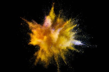Renkli toz patlaması. Arka planda soyut çekim tozu. Albay