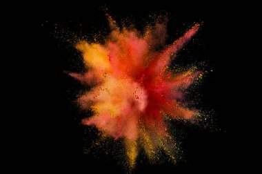 Renkli toz patlaması. Arka planda soyut çekim tozu. Albay