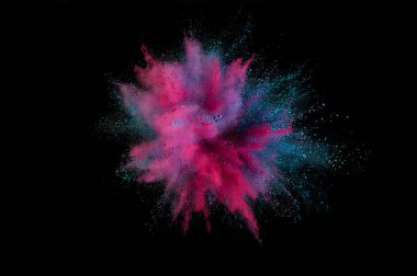 Renkli toz patlaması. Arka planda soyut çekim tozu. Albay