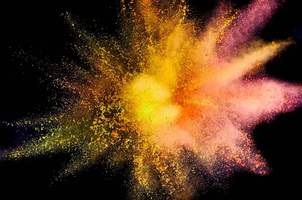 Explosión de polvo de color. Abstracto polvo de primer plano en el fondo. Col. — Foto de Stock