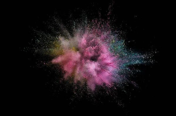 Kolorowa eksplozja proszku. Streszczenie zbliżenie kurzu na tle. Płk — Zdjęcie stockowe