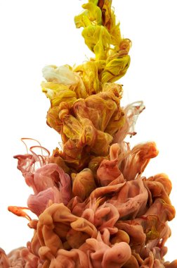 Suda mürekkep. Splash boya karıştırma. Çok renkli sıvı boya. Abst