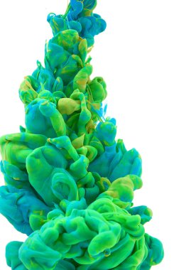 Suda mürekkep. Splash boya karıştırma. Çok renkli sıvı boya. Abst