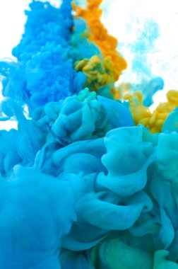 Suda mürekkep. Splash boya karıştırma. Çok renkli sıvı boya. Abst