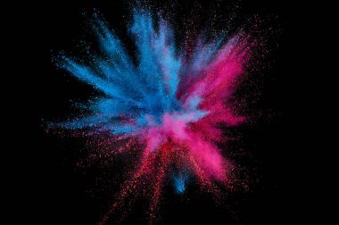 Renkli toz patlaması. Arka planda soyut çekim tozu. Albay
