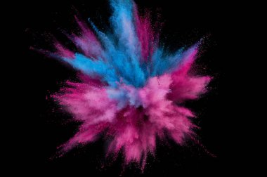 Renkli toz patlaması. Arka planda soyut çekim tozu. Albay