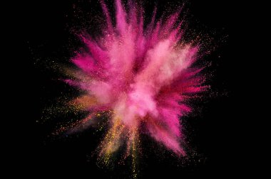 Renkli toz patlaması. Arka planda soyut çekim tozu. Albay