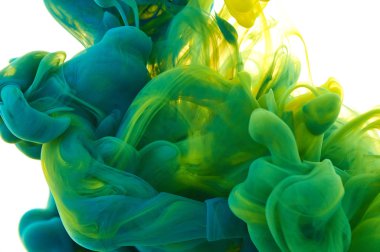 Suda mürekkep. Splash boya karıştırma. Çok renkli sıvı boya. Abst