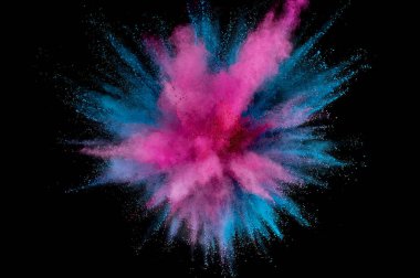 Renkli toz patlaması. Arka planda soyut çekim tozu. Albay