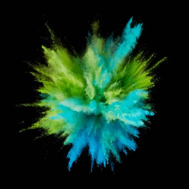 Renkli toz patlaması. Arka planda soyut çekim tozu. Albay