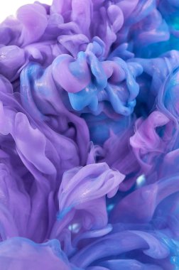 Suda mürekkep. Splash boya karıştırma. Çok renkli sıvı boya. Abst