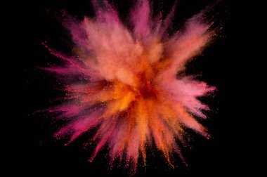 Renkli toz patlaması. Arka planda soyut çekim tozu. Albay