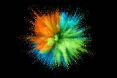 Renkli toz patlaması. Arka planda soyut çekim tozu. Albay