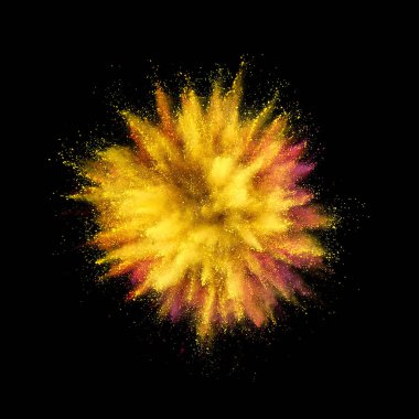 Renkli toz patlaması. Arka planda soyut çekim tozu. Albay