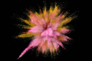 Renkli toz patlaması. Arka planda soyut çekim tozu. Albay