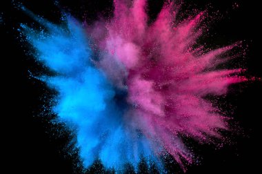 Renkli toz patlaması. Arka planda soyut çekim tozu. Albay