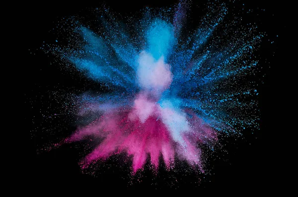 Colored powder explosion. Abstract closeup dust on backdrop. Col — Stock Photo, Image