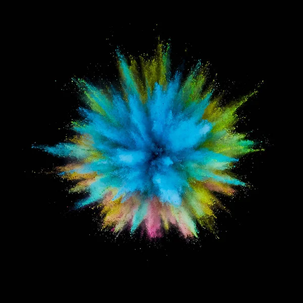Renkli toz patlaması. Arka planda soyut çekim tozu. Albay