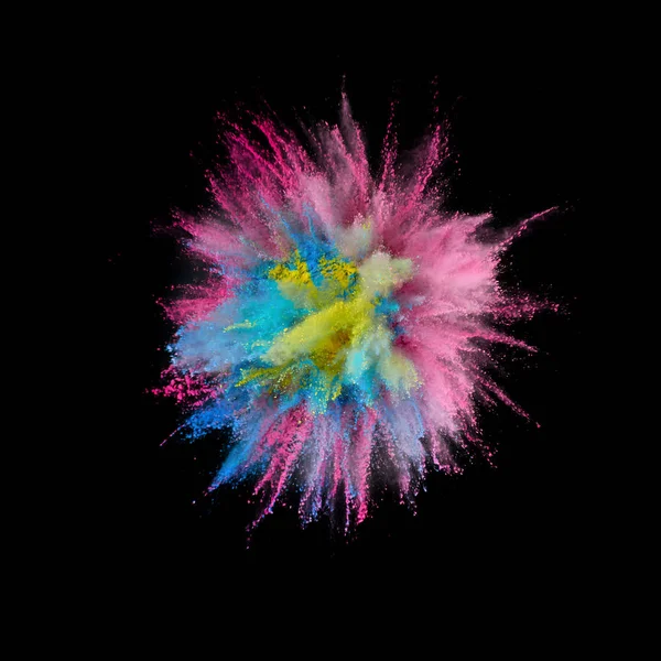Renkli toz patlaması. Arka planda soyut çekim tozu. Albay