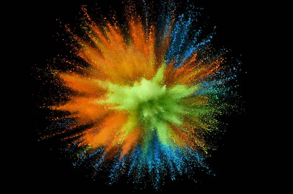 Renkli toz patlaması. Arka planda soyut çekim tozu. Albay