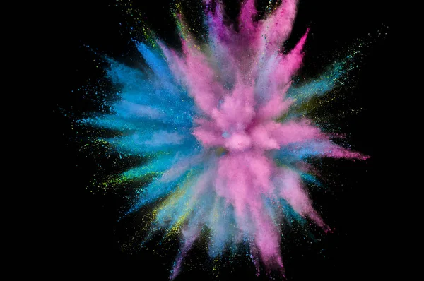 Colored powder explosion. Abstract closeup dust on backdrop. Col — Stock Photo, Image