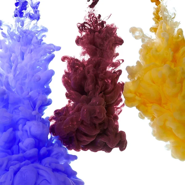 Suda mürekkep. Splash boya karıştırma. Çok renkli sıvı boya. Abst