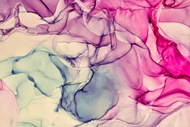 Alkol mürekkebi renkleri saydam. Soyut çok renkli mermer desen arkaplanı. Tasarım kağıdı, duvar kağıdı. Akrilik boyaları karıştırıyorum. Modern akışkan sanat. Alkol Mürekkebi Deseni