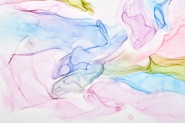 Alkol mürekkebi renkleri saydam. Soyut çok renkli mermer desen arkaplanı. Tasarım kağıdı, duvar kağıdı. Akrilik boyaları karıştırıyorum. Modern akışkan sanat. Alkol Mürekkebi Deseni