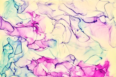 Alkol mürekkebi renkleri saydam. Soyut çok renkli mermer desen arkaplanı. Tasarım kağıdı, duvar kağıdı. Akrilik boyaları karıştırıyorum. Modern akışkan sanat. Alkol Mürekkebi Deseni
