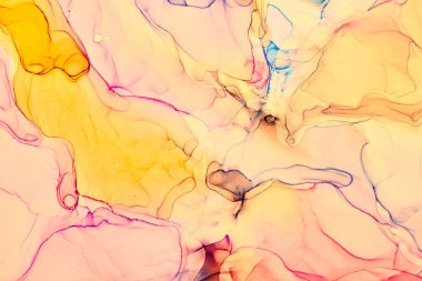 Alkol mürekkebi renkleri saydam. Soyut çok renkli mermer desen arkaplanı. Tasarım kağıdı, duvar kağıdı. Akrilik boyaları karıştırıyorum. Modern akışkan sanat. Alkol Mürekkebi Deseni