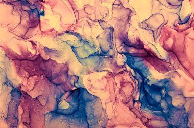 Alkol mürekkebi renkleri saydam. Soyut çok renkli mermer desen arkaplanı. Tasarım kağıdı, duvar kağıdı. Akrilik boyaları karıştırıyorum. Modern akışkan sanat. Alkol Mürekkebi Deseni