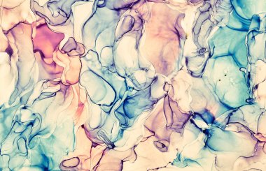 Alkol mürekkebi renkleri saydam. Soyut çok renkli mermer desen arkaplanı. Tasarım kağıdı, duvar kağıdı. Akrilik boyaları karıştırıyorum. Modern akışkan sanat. Alkol Mürekkebi Deseni