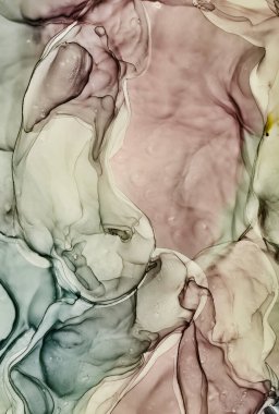 Alkol mürekkebi renkleri saydam. Soyut çok renkli mermer desen arkaplanı. Tasarım kağıdı, duvar kağıdı. Akrilik boyaları karıştırıyorum. Modern akışkan sanat. Alkol Mürekkebi Deseni