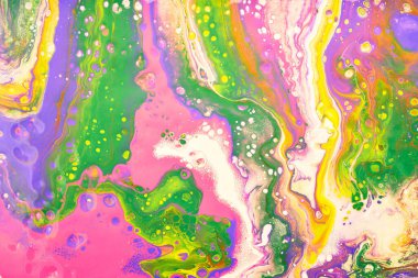 Sihirli Sıvı Sanatı. Soyut renkli arka plan, duvar kağıdı. Boyaları karıştırıyorum. Modern sanat. Mermer dokusu. Renkli tuval.