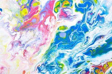 Sihirli Sıvı Sanatı. Soyut renkli arka plan, duvar kağıdı. Boyaları karıştırıyorum. Modern sanat. Mermer dokusu. Renkli tuval.