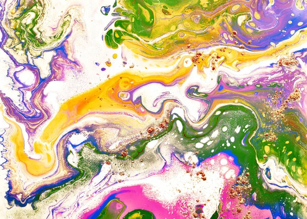 Sihirli Sıvı Sanatı. Soyut renkli arka plan, duvar kağıdı. Boyaları karıştırıyorum. Modern sanat. Mermer dokusu. Renkli tuval.