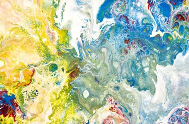 Sihirli Sıvı Sanatı. Soyut renkli arka plan, duvar kağıdı. Boyaları karıştırıyorum. Modern sanat. Mermer dokusu. Renkli tuval.