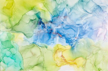 Alkol mürekkebi renkleri saydam. Soyut çok renkli mermer desen arkaplanı. Tasarım kağıdı, duvar kağıdı. Akrilik boyaları karıştırıyorum. Modern akışkan sanat. Alkol Mürekkebi Deseni