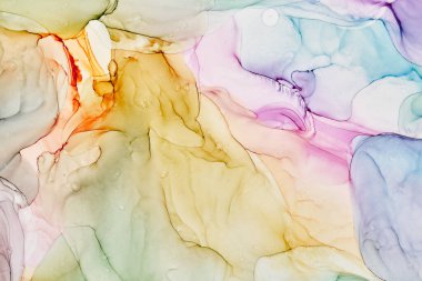 Alkol mürekkebi renkleri saydam. Soyut çok renkli mermer desen arkaplanı. Tasarım kağıdı, duvar kağıdı. Akrilik boyaları karıştırıyorum. Modern akışkan sanat. Alkol Mürekkebi Deseni