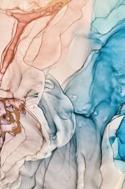 Alkol mürekkebi renkleri saydam. Soyut çok renkli mermer desen arkaplanı. Tasarım kağıdı, duvar kağıdı. Akrilik boyaları karıştırıyorum. Modern akışkan sanat. Alkol Mürekkebi Deseni