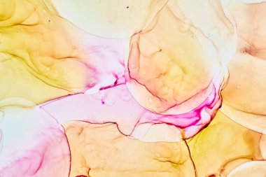 Alkol mürekkebi renkleri saydam. Soyut çok renkli mermer desen arkaplanı. Tasarım kağıdı, duvar kağıdı. Akrilik boyaları karıştırıyorum. Modern akışkan sanat. Alkol Mürekkebi Deseni
