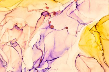 Alkol mürekkebi renkleri saydam. Soyut çok renkli mermer desen arkaplanı. Tasarım kağıdı, duvar kağıdı. Akrilik boyaları karıştırıyorum. Modern akışkan sanat. Alkol Mürekkebi Deseni