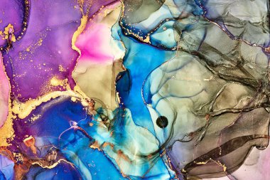 Alkol mürekkebi renkleri saydam. Soyut çok renkli mermer desen arkaplanı. Tasarım kağıdı, duvar kağıdı. Akrilik boyaları karıştırıyorum. Modern akışkan sanat. Alkol Mürekkebi Deseni