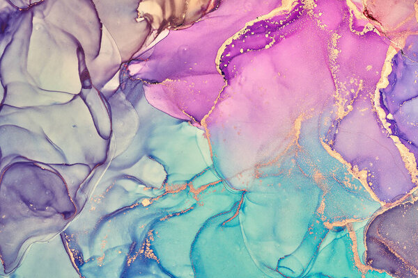 Alcohol ink colors translucent. Abstract multicolored marble texture background. Design wrapping paper, wallpaper. Mixing acrylic paints. Modern fluid art. Alcohol Ink Pattern