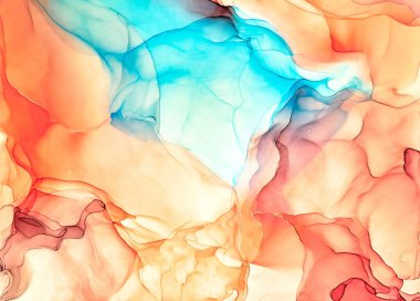 Alkol mürekkebi renkleri saydam. Soyut çok renkli mermer desen arkaplanı. Tasarım kağıdı, duvar kağıdı. Akrilik boyaları karıştırıyorum. Modern akışkan sanat. Alkol Mürekkebi Deseni