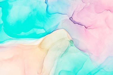 Alkol mürekkebi renkleri saydam. Soyut çok renkli mermer desen arkaplanı. Tasarım kağıdı, duvar kağıdı. Akrilik boyaları karıştırıyorum. Modern akışkan sanat. Alkol Mürekkebi Deseni